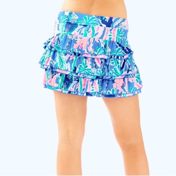 Lilly Pulitzer Luxletic UPF 50+ Emalee Ruffled Jet Stream Skort Women's Large - Picture 2 of 11